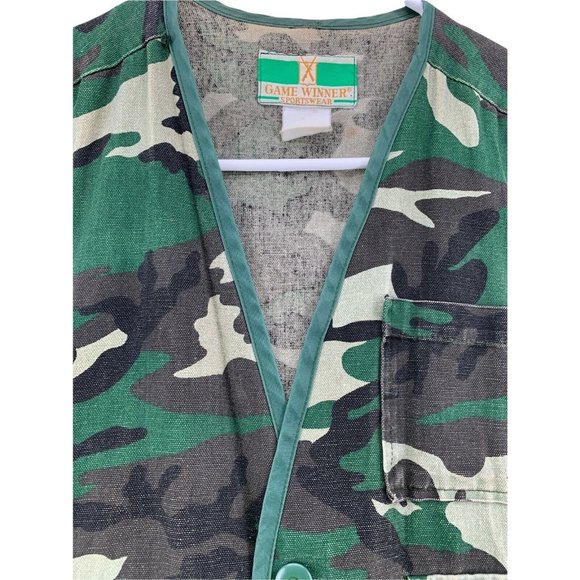 GAME WINNER SPORTSWEAR Vest Mens Fishing/Hunting Green Camouflage Width 23.5 in - Picture 4 of 10